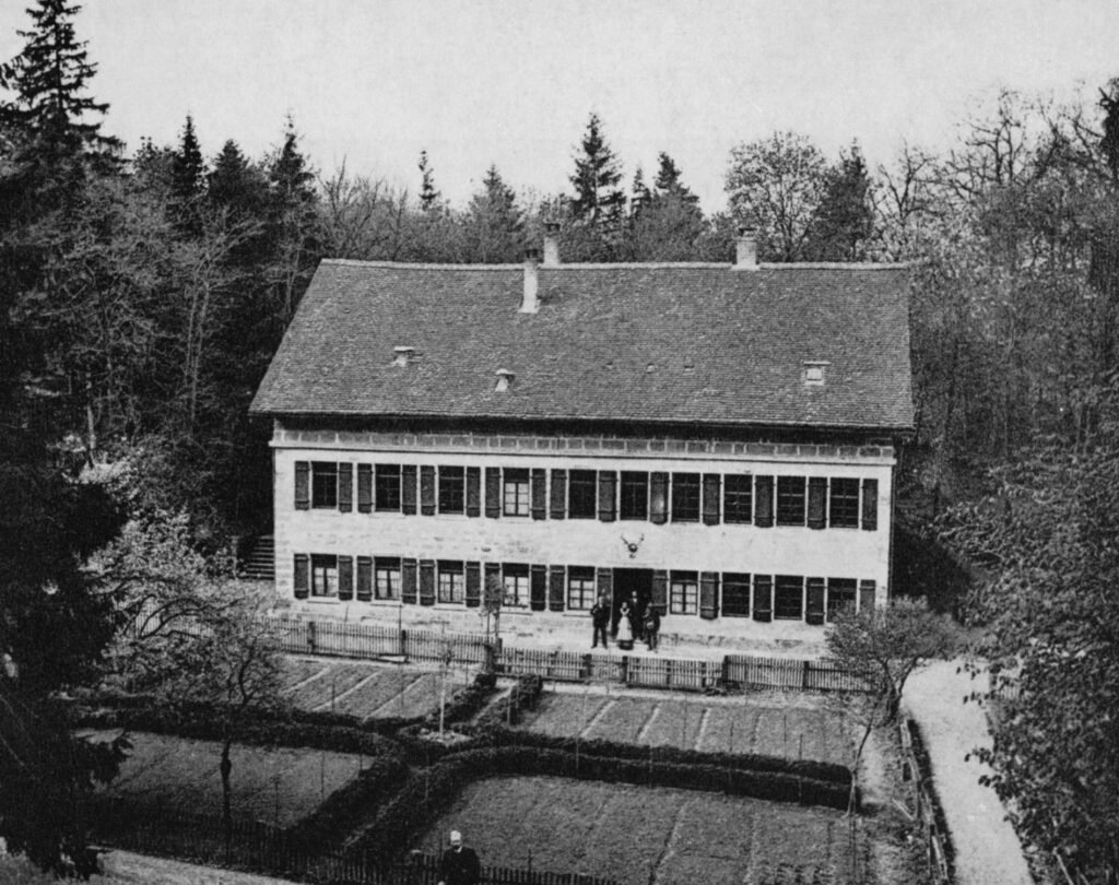 Historische Aufnahme des Jägerhauses in Heilbronn im Wald, Postkarte von 1895